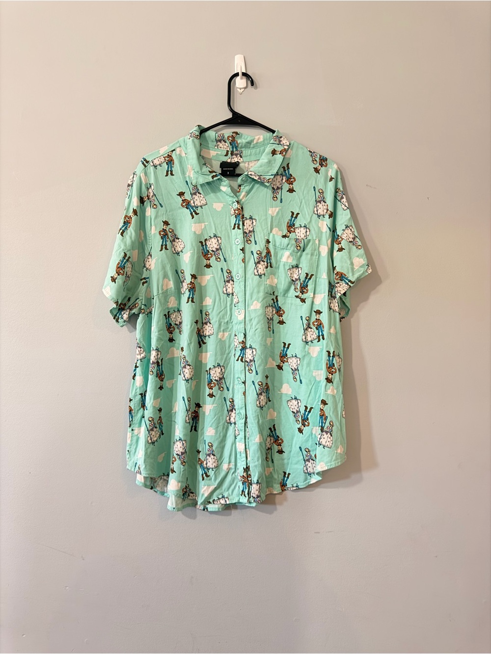 Women’s Toy Story Mint Green Short-Sleeve Button-Up Shirt